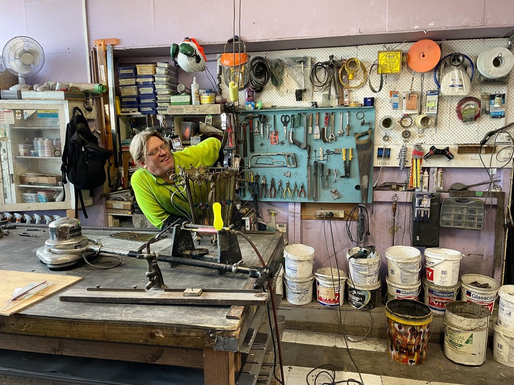 26 Dustin McNeilage Shelley In His Leadlight Workshop